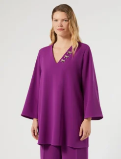 Tunica in cady con ricamo - FUXIA VIOLA