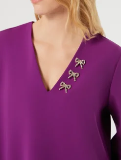 Tunica in cady con ricamo - FUXIA VIOLA