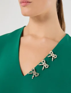 Tunica in cady con ricamo - VERDE SMERALDO