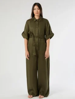 Tuta in lino - VERDE KAKI